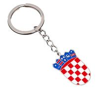 KREATIONS Porte-clés avec blason de la Croatie en titane pour homme et femme, Porte-clés couleur acier, S
