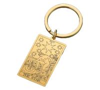 KREATIONS Porte-clés de cartes de tarot, grand pendentif Arcana, amulette vintage, The Star-bleu clair, S