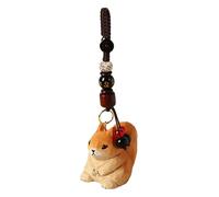 KREATIONS Porte-clés écureuil sculpté à la main, Petit écureuil sculpté sur bois - Style mantra six mots, S