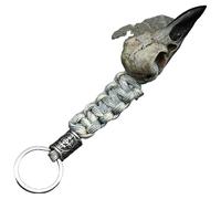 KREATIONS Porte-clés en forme de tête de mort avec corbeau viking et tête d'aigle, Blanc (grand), S