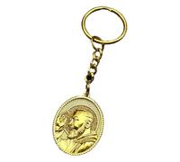 KREATIONS Porte-clés en relief 3D Padre Pio Médaille Doré, Or A., S