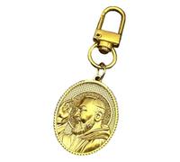 KREATIONS Porte-clés en relief 3D Padre Pio Médaille Doré, Or B (boucle en alliage), S