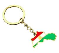 KREATIONS Porte-clés Kurdistan avec pendule pour homme et femme, Porte-clés Kurdistan doré, S