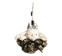 KREATIONS Porte-clés lapin en peluche imprimé léopard avec oreilles tombantes, pendentif de sac, Lapin dumbo léopard des neiges argenté, S
