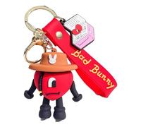 KREATIONS Porte-clés Lapin Mauvais : cœur rouge, accessoire de sac à dos, pendentif de voiture, Cowboys Bad Bunny-green, S