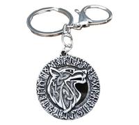 KREATIONS Porte-clés Viking Fenrir Wolf Marteau de Thor Trinité Symbole Runes, Style 1 Silver-White, S