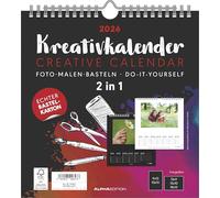 Kreativ-Kalender M - 2 in 1: schwarz und weiss 2026 - 21x22 cm - Foto, Malen, Basteln - datiert - Kreativkalender - Foto-Kalender - Alpha Edition: Do it yourself calendar
