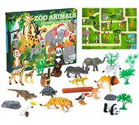 KreativeKraft Calendrier de l'Avent 2025 Enfants Calendrier Compte à Rebours Noel 24 Jouets Figurines Animaux Dinosaures (Multicolore Zoo animals)