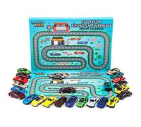 KreativeKraft Calendrier de l'Avent 2025 Garçon Calendrier Compte à Rebours Noel avec 24 Jouets Petites Voitures Camions (Racing Cars)