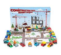KreativeKraft Calendrier de l'Avent 2025 Garçon Calendrier Compte à Rebours Noel avec 24 Jouets Petites Voitures Camions (Construction Trucks)