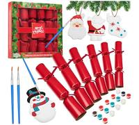 KreativeKraft Christmas Crackers, Lot de 6 Pack à Peindre, Crackers avec Décoration Sapin (Rouge Ornament)