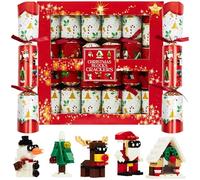KreativeKraft Crackers de Noël, Lot de 6 avec Jouet à Construire, sans Détonation, Enfants et Famille, Chapeau Noel, Blague et Déco de Table (Multi Blocks)