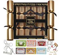 KreativeKraft Crackers de Noël, Lot de 6 Crackers, Casse-tête Puzzle Métalliques, sans Détonation, Décoration de Table pour Adultes et Famille (Multi Puzzles)