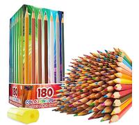 KreativeKraft Lot de 180 crayons de couleur pour enfants, adolescents et adultes - Taille-crayon de 30 couleurs inclus - Fournitures artistiques - Crayons pour enfants à partir de 3 ans