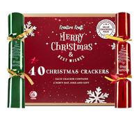 KreativeKraft Pop Crackers Noel 40 Pièces, Decoration Table Noel, Mini Fantaisie Coffret Cadeau, Cartes, Blagues, Noël Traditionnel Idee Cadeau (Rouge et Vert)