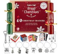 KreativeKraft Pop Crackers Noel 40 Pièces, Decoration Table Noel, Mini Fantaisie Coffret Cadeau, Cartes, Blagues, Noël Traditionnel Idee Cadeau (Rouge et Vert)