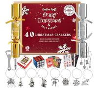KreativeKraft Pop Crackers Noel 40 Pièces, Decoration Table Noel, Mini Fantaisie Coffret Cadeau, Cartes, Blagues, Noël Traditionnel Idee Cadeau (Or et Argent)