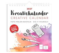Kreativkalender S weiß 2027: Bastelkalender 16x17 cm mit weißem Hintergrund, echtem Bastelkarton und gestaltbarem Titelblatt