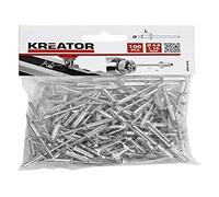 Kreator Lot de 100 Rivets avec Tête en Aluminium et Tige de Fer - Ø 4,8 x Longueur 16 mm - Haut de Gamme - Utilisation avec Riveteuse ou Pince à Riveter - Robuste et Durable Argent