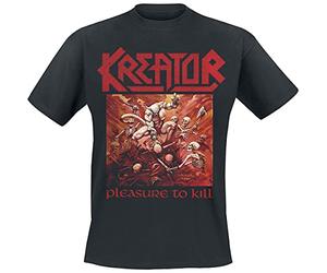 Kreator Pleasure to Kill Homme T-Shirt Manches Courtes Noir M 100% Coton Regular/Coupe Standard