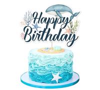 Kreatwow baleine gâteau joyeux anniversaire décorations de fête d’anniversaire de baleine décorations de gâteau d’océan d’été animaux de mer créature de mer gâteau Topper pour garçon