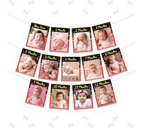 Kreatwow Cartoon Mouse 1st Birthday Party Decoration Red Black Cartoon Mouse 1st Birthday Photo Banner One Year Old Photo Banner Monthly Newborn To 12 Months Black Mouse Party Supplies for Boy Girl