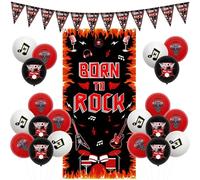 Kreatwow Décorations de fête d'anniversaire Rock and Roll Born To Rock Bannière de porte sur le thème de la musique Décorations de fête Rock Roll Triangle Drapeaux Bannière Musique Hip Pop Party Rock