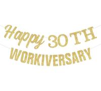 Kreatwow Décorations « Happy 30th Work Anniversary » - Bannière « Happy 30th Workiversary » - Décoration murale - Décoration murale pour les employés - Décoration de fête pour intérieur et extérieur