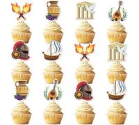 Kreatwow Lot de 36 décorations de cupcakes grecques pour fête d'anniversaire, mythologie grecque, toga romain, enterrement de vie de jeune fille, fête prénatale, mariage