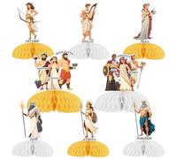 Kreatwow Lot de 8 décoration de fête grecque en nid d'abeille - Décoration de table - Mythologie - Anniversaire - Déesse grecque