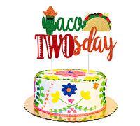Kreatwow Taco Twosday Cake Topper décorations de fête d'anniversaire mexicaine Fiesta 2e fête d'anniversaire fournitures Taco Bout deux Cake Topper