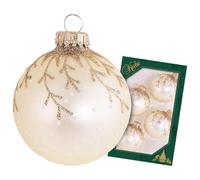 Krebs Glas Lauscha - Décoration d'arbre de Noël/décoration de Noël en verre - Boules de Noël branches - Couleur : doré - Quantité : 4 pièces - Taille : environ 7 cm