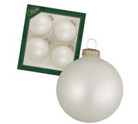 Krebs Glas Lauscha - Décoration de Noël / Boules de Noël - Boîte de 4 boules en verre givré vanille d'une taille de 8 cm