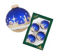 Krebs Glas Lauscha - Décoration de Noël/décoration de sapin de Noël en verre - Boules décoratives Bethléem - Couleur : bleu roi - Dimensions : environ 7 cm