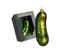 Krebs Glas Lauscha - Décoration de Noël/décoration de sapin de Noël en verre - Pendentif d'arbre de Noël - Motif : concombre de Noël - Dimensions : environ 11 cm