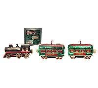 Krebs Glas Lauscha - Décoration de Noël/décoration de sapin de Noël en verre - Pendentif d'arbre de Noël - Motif : train de nuit - Longueur par wagon : environ 15 cm