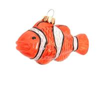 Krebs Glas Lauscha - Décoration de Noël/décoration de sapin de Noël en verre - Poisson clown - Couleur : orange, blanc - Dimensions : environ 8 cm