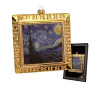 Krebs Glas Lauscha - Décoration de Noël/décoration de sapin de Noël en verre - Œuvre d'art de sapin de Noël - Motif : nuit étoilée - Décoré à paillettes - Dimensions : environ 15 cm