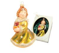 Krebs Glas Lauscha - Décoration de Noël/décorations de Noël en verre - Ange chantant avec cadeaux - Dimensions : 11 cm - Fabriqué en Allemagne