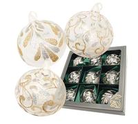 Krebs Glas Lauscha - Décoration de Noël/décorations de Noël en verre - Boules de Noël avec œillet - Couleur : or, argent - Contenu : 9 pièces - Dimensions : environ 8 cm