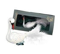 Krebs Glas Lauscha - Décoration de Noël/décorations de Noël en verre - Cygne avec plumes sur clip - Couleur : blanc - Dimensions : environ 9 cm