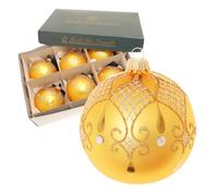 Krebs Glas Lauscha - Décoration de Noël/décorations de sapin de Noël en verre - Boules de Noël - Motif : Gold Midas baroque design avec strass - Dimensions : 6 x 8 cm