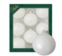 Krebs Glas Lauscha - Décoration de Noël/décorations de sapin de Noël en verre - Boules unies en velours blanc - Quantité : 8 pièces - Couleur : blanc satiné - Dimensions : environ 7 cm