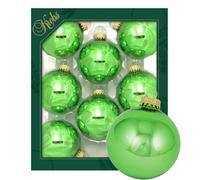 Krebs Glas Lauscha - Décoration de Noël/décorations de sapin de Noël en verre - Boules unies jade, citron vert brillant - Quantité : 8 pièces - Couleur : vert jade - Dimensions : environ 7 cm