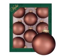 Krebs Glas Lauscha - Décoration de Noël/décorations de sapin de Noël en verre - Boules unies marron noix de coco - Quantité : 8 pièces - Couleur : marron mat - Dimensions : environ 7 cm