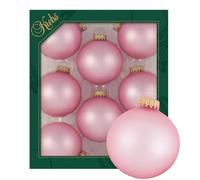 Krebs Glas Lauscha - Décoration de Noël/décorations de sapin de Noël en verre - Boules unies - Quantité : 8 pièces - Couleur : rose mat - Dimensions : environ 7 cm