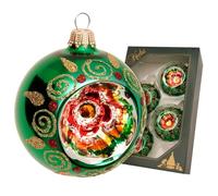 Krebs Glas Lauscha - Décoration de Noël/décorations de sapin de Noël en verre - Décor réflecteur - Quantité : 4 pièces - Couleur : vert - Taille : environ 7 cm
