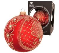 Krebs Glas Lauscha Décoration de Noël en verre - Boule de Noël Art Nouveau avec décorations dorées - Couleur : rouge - Dimensions : environ 10 cm