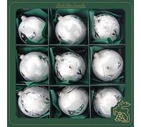 Krebs Glas Lauscha - Décoration de Noël en verre - Boules de Noël - Couleur : argent vernis glacé - 9 pièces - Dimensions : env. 8 cm