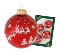 Krebs Glas Lauscha Décoration de Noël en verre - Boules de Noël - Motif : rennes rouges et flocons de neige - 4 pièces - Dimensions : environ 7 cm